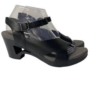 Dansko Tasha Leather Platform Sandals Black Sz 40 (EU)
